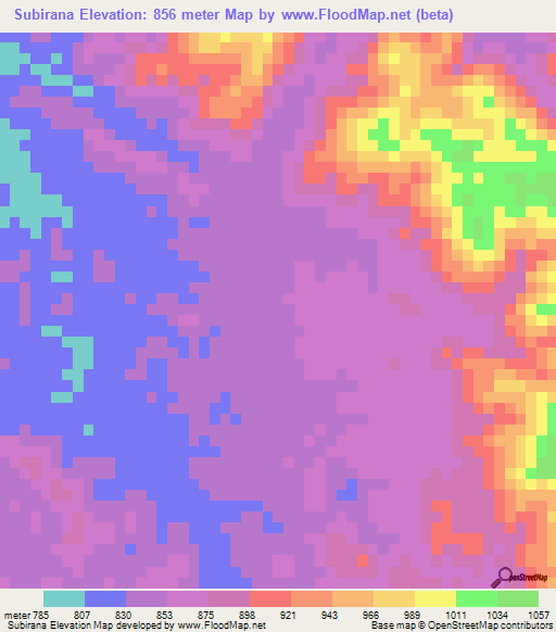 Subirana,Honduras Elevation Map