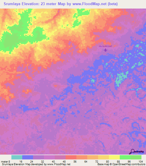 Srumlaya,Honduras Elevation Map