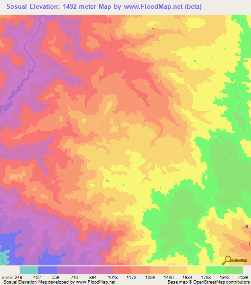 Sosual,Honduras Elevation Map