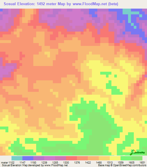 Sosual,Honduras Elevation Map