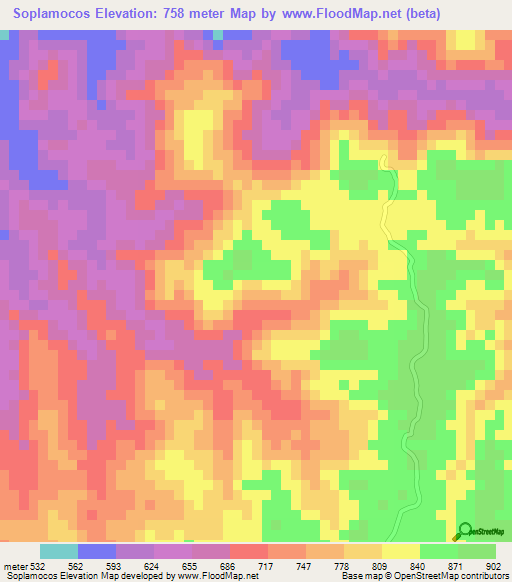 Soplamocos,Honduras Elevation Map
