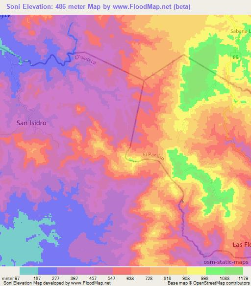 Soni,Honduras Elevation Map