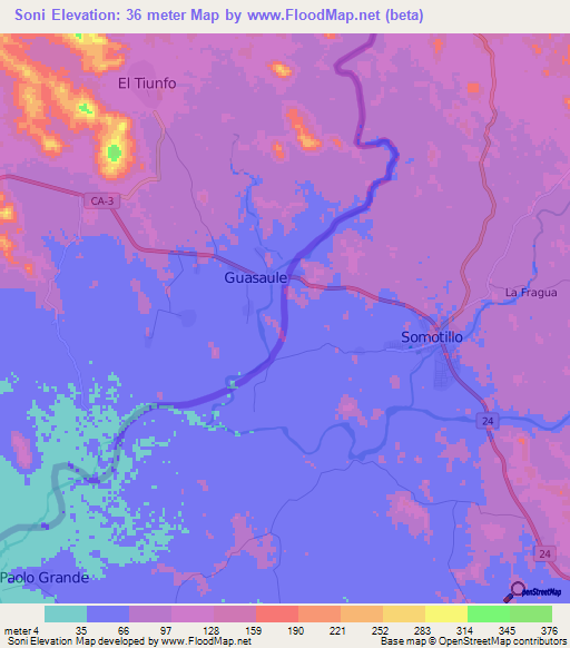 Soni,Honduras Elevation Map