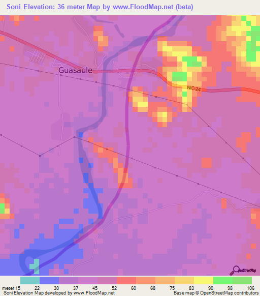 Soni,Honduras Elevation Map