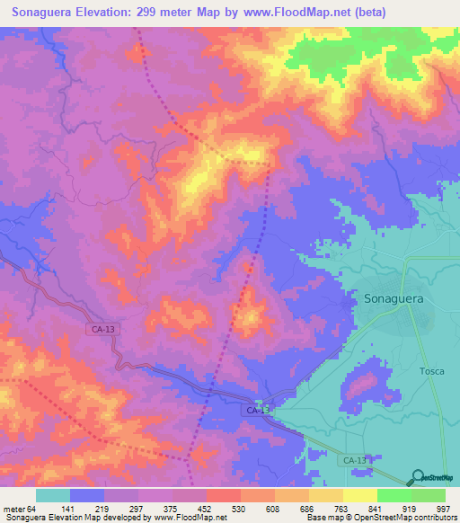 Sonaguera,Honduras Elevation Map
