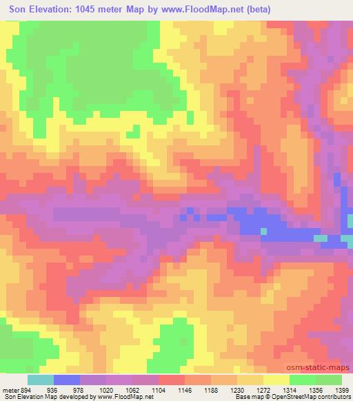 Son,Honduras Elevation Map