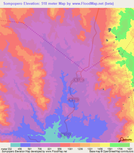 Sompopero,Honduras Elevation Map