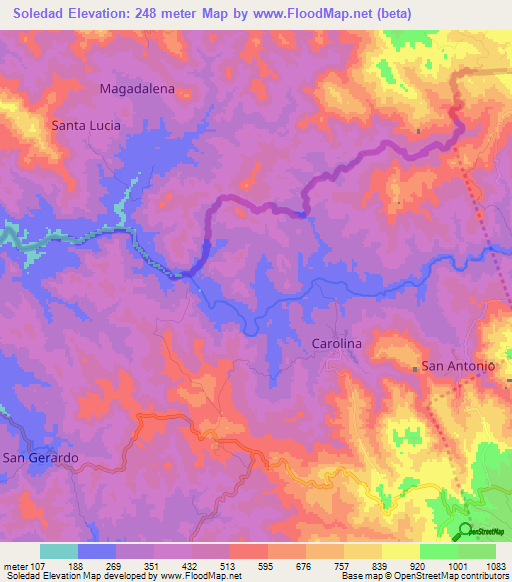 Soledad,Honduras Elevation Map