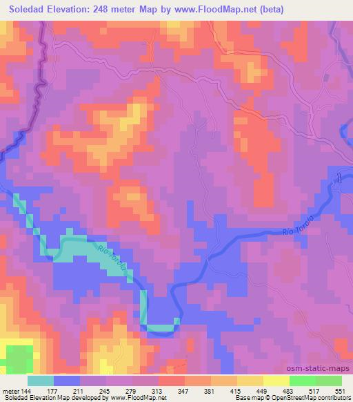 Soledad,Honduras Elevation Map