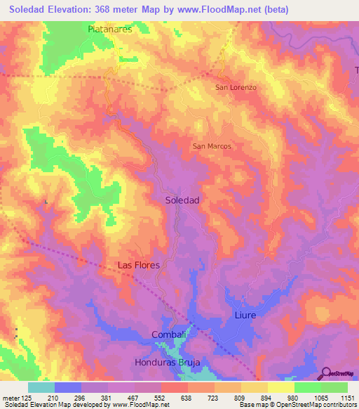 Soledad,Honduras Elevation Map