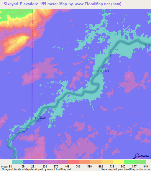 Sixayari,Honduras Elevation Map