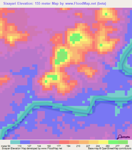 Sixayari,Honduras Elevation Map