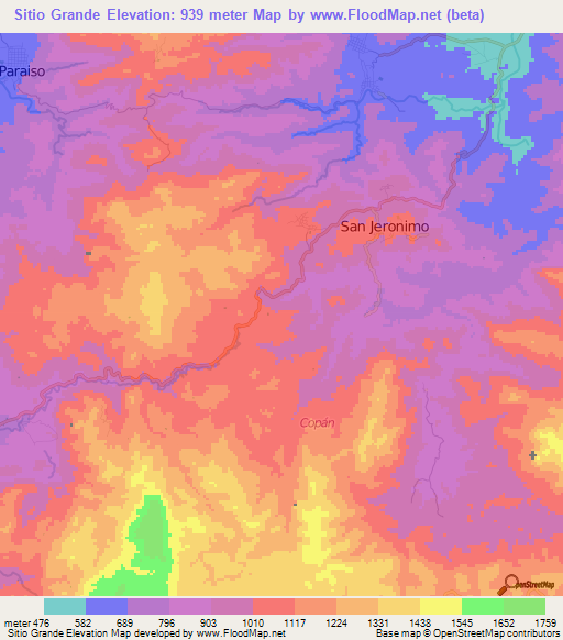 Sitio Grande,Honduras Elevation Map