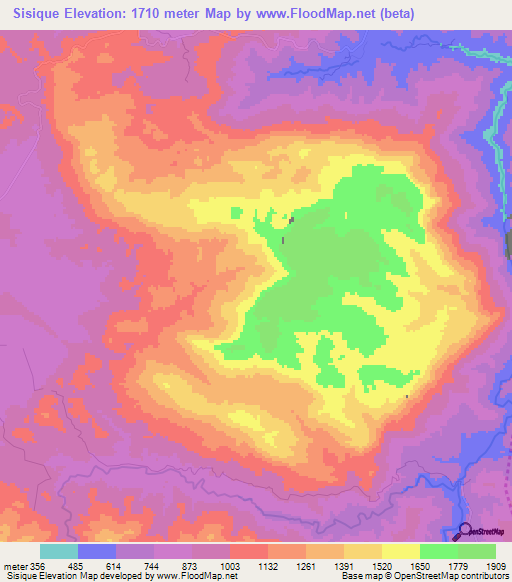 Sisique,Honduras Elevation Map