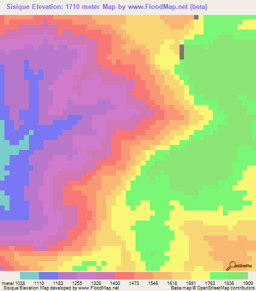Sisique,Honduras Elevation Map