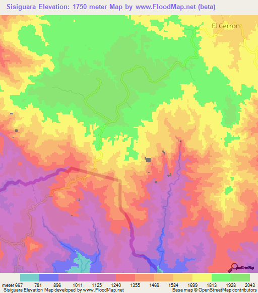 Sisiguara,Honduras Elevation Map