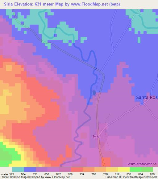 Siria,Honduras Elevation Map