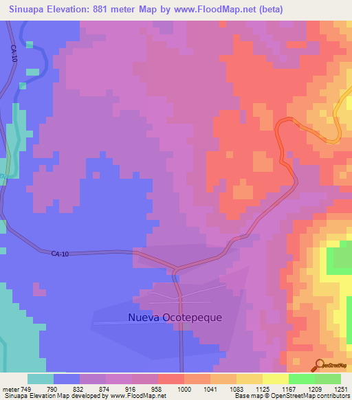 Sinuapa,Honduras Elevation Map