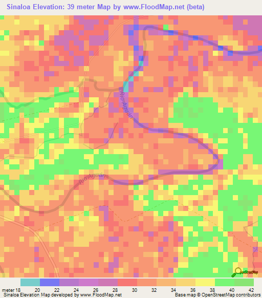 Sinaloa,Honduras Elevation Map