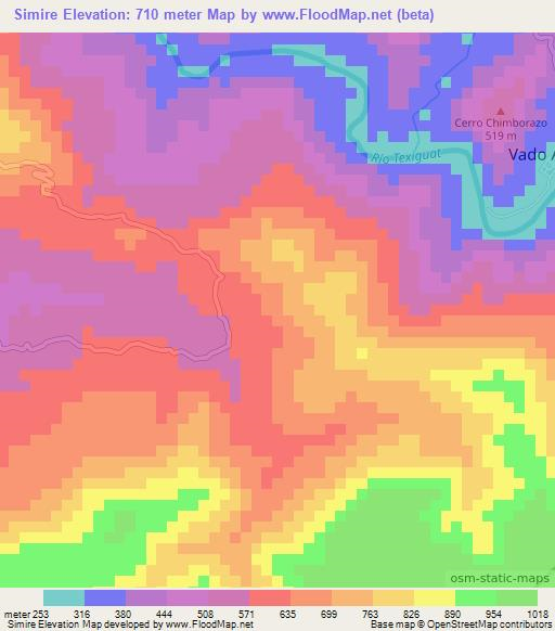 Simire,Honduras Elevation Map