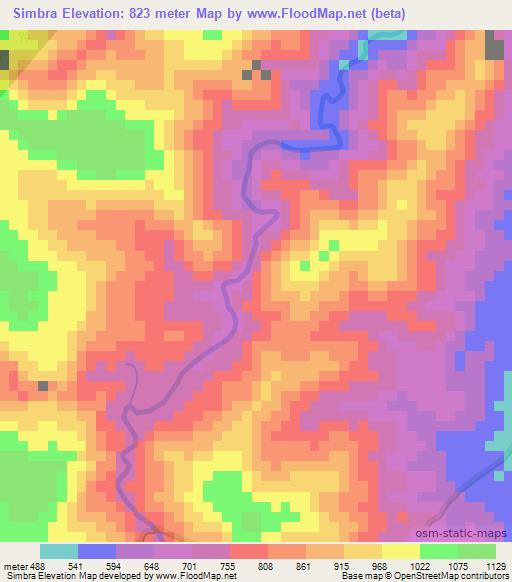 Simbra,Honduras Elevation Map
