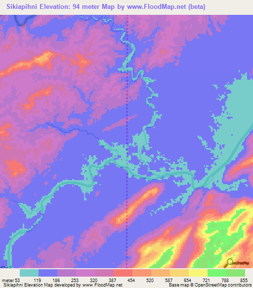 Sikiapihni,Honduras Elevation Map
