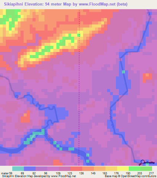 Sikiapihni,Honduras Elevation Map