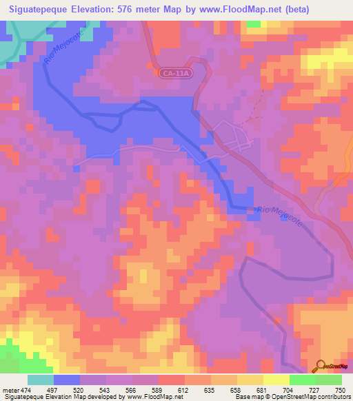 Siguatepeque,Honduras Elevation Map
