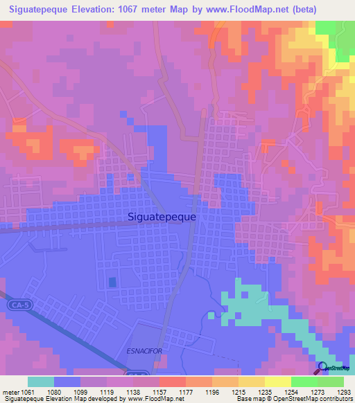 Siguatepeque,Honduras Elevation Map