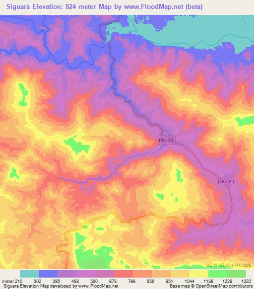 Siguara,Honduras Elevation Map