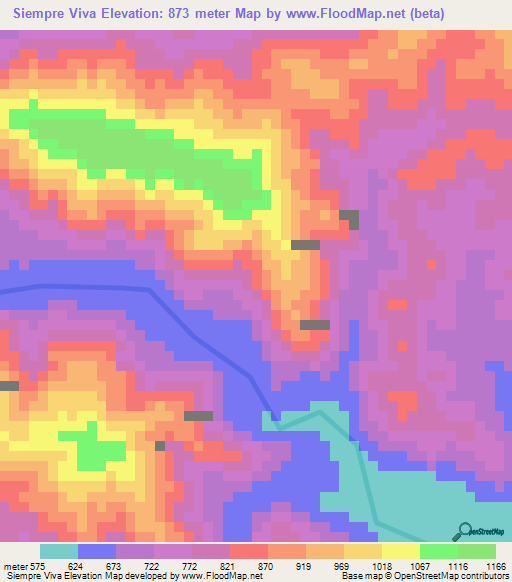 Siempre Viva,Honduras Elevation Map