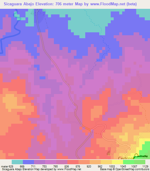 Sicaguara Abajo,Honduras Elevation Map
