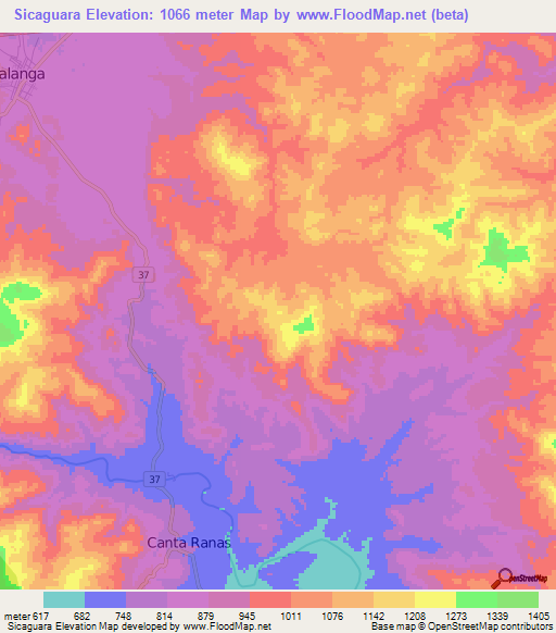 Sicaguara,Honduras Elevation Map