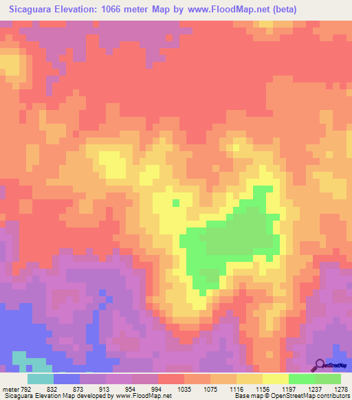 Sicaguara,Honduras Elevation Map