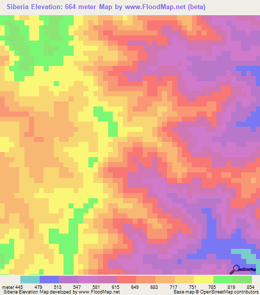 Siberia,Honduras Elevation Map