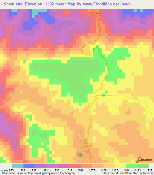 Shemishal,Honduras Elevation Map