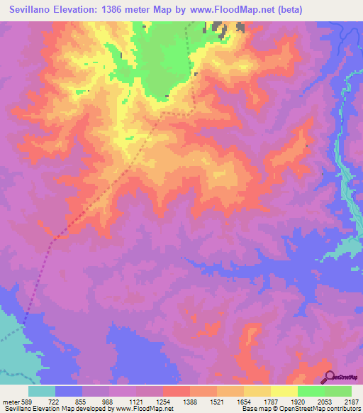 Sevillano,Honduras Elevation Map