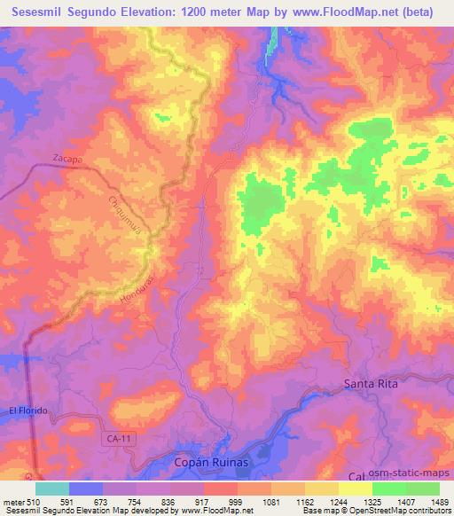 Sesesmil Segundo,Honduras Elevation Map
