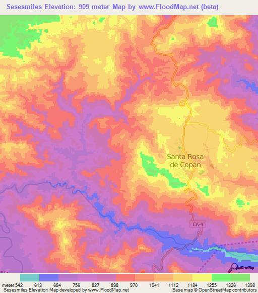 Sesesmiles,Honduras Elevation Map