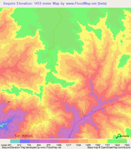Sequire,Honduras Elevation Map