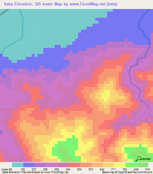 Saba,Honduras Elevation Map