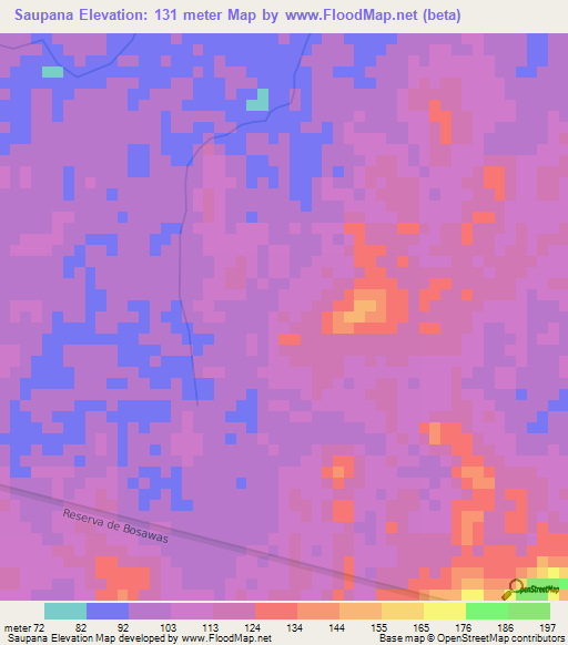 Saupana,Honduras Elevation Map