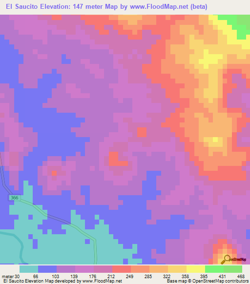 El Saucito,Honduras Elevation Map