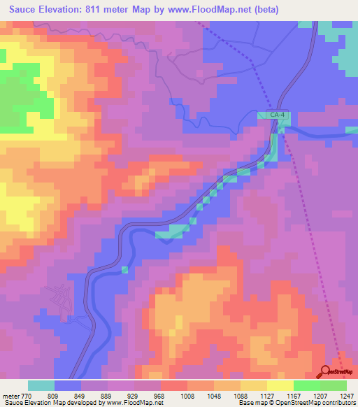 Sauce,Honduras Elevation Map