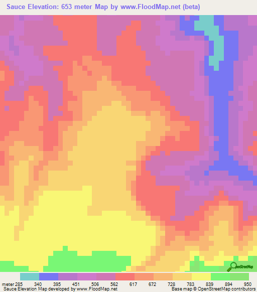 Sauce,Honduras Elevation Map