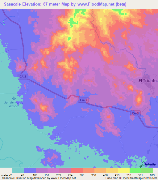 Sasacale,Honduras Elevation Map