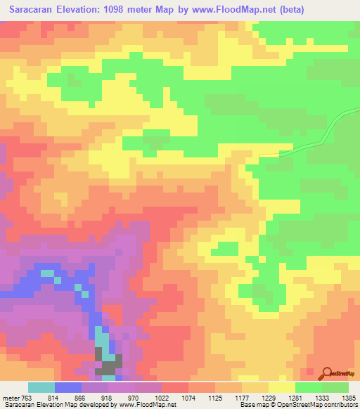 Saracaran,Honduras Elevation Map