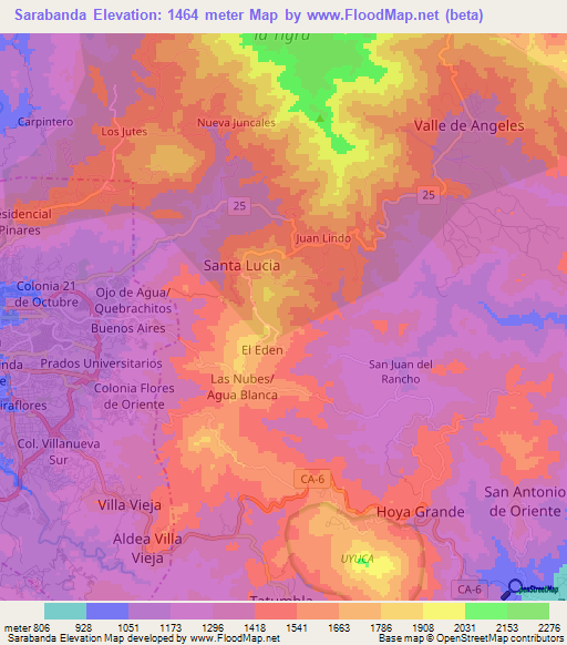 Sarabanda,Honduras Elevation Map