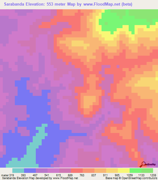 Sarabanda,Honduras Elevation Map