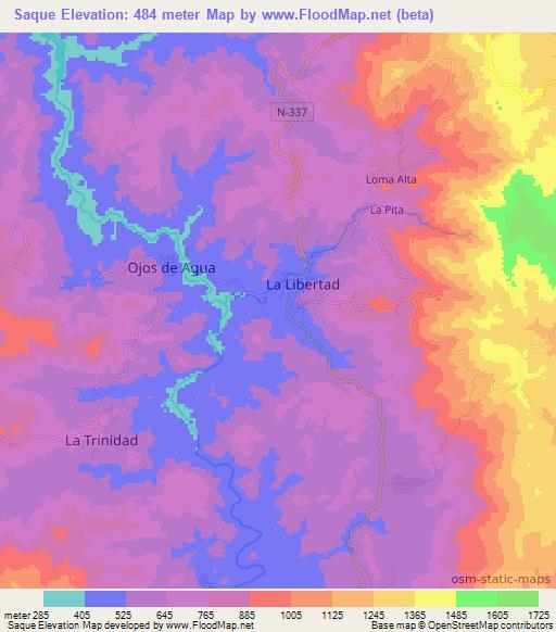 Saque,Honduras Elevation Map